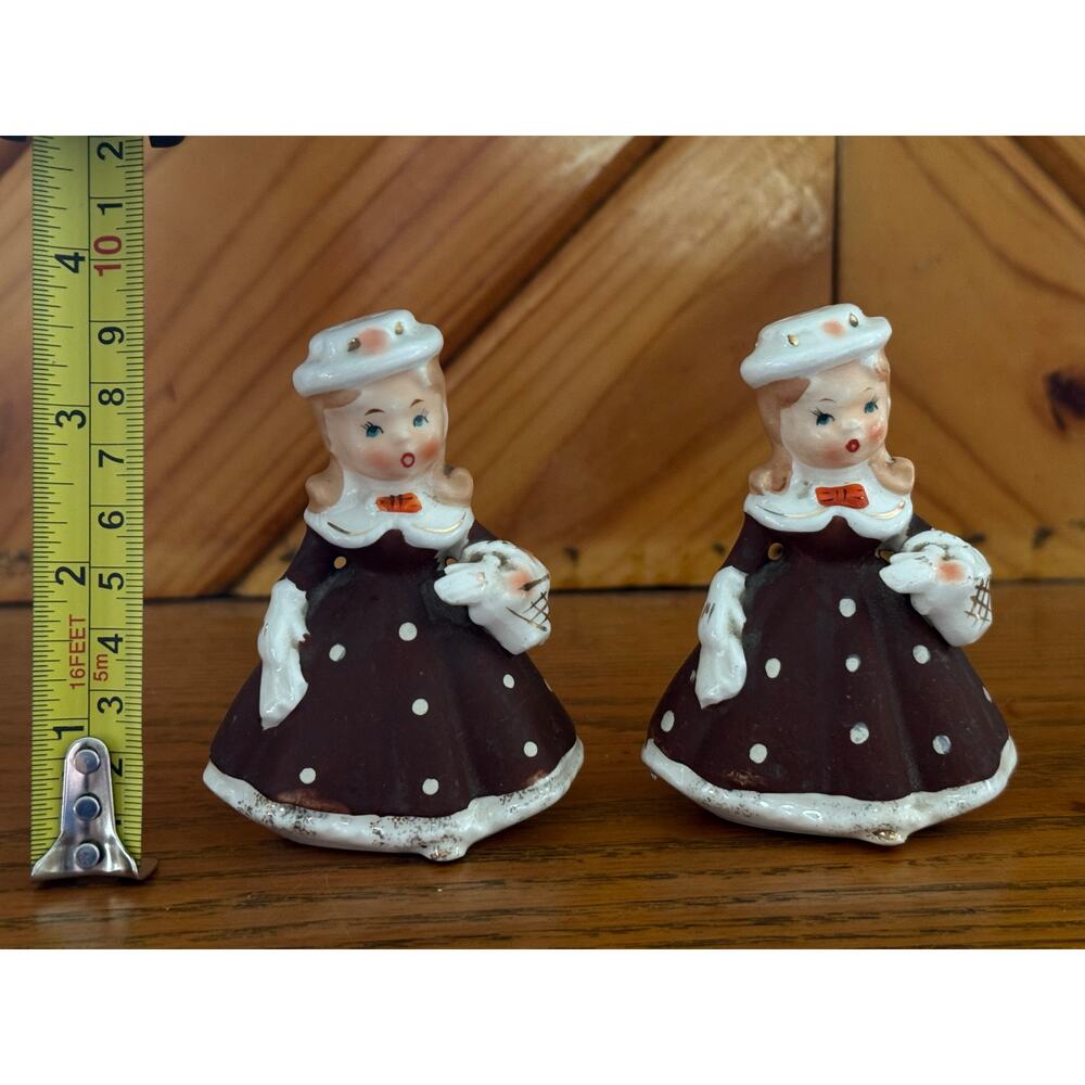 Vintage LEGO Japan Sunday Shopper Fancy Girl Figurine Salt Pepper Shakers - Picture 5 of 7